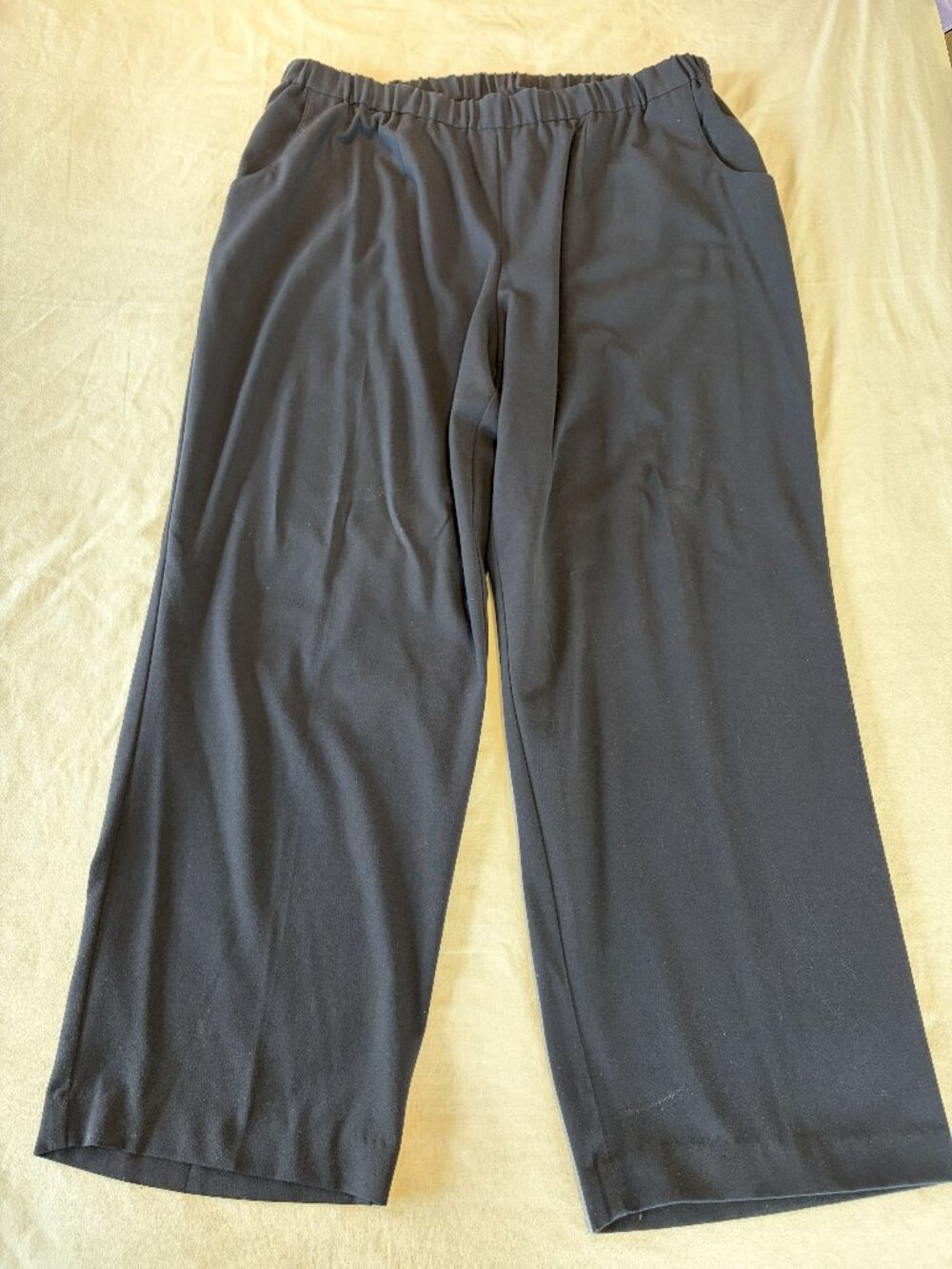 Croft & Barrow Womens 22W Navy Pull On Pants Stretch Elastic Waist Wide Leg
